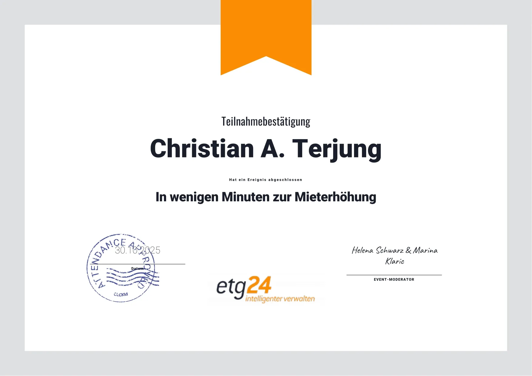 Zertifikat der Transparenta GmbH